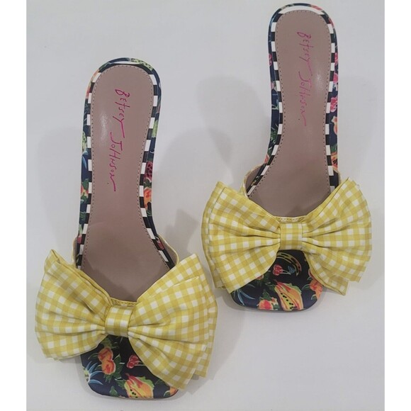 Betsey Johnson NEW Skyee Heeled Bow Slide Sandals Sz.7.5 M - Picture 5 of 9